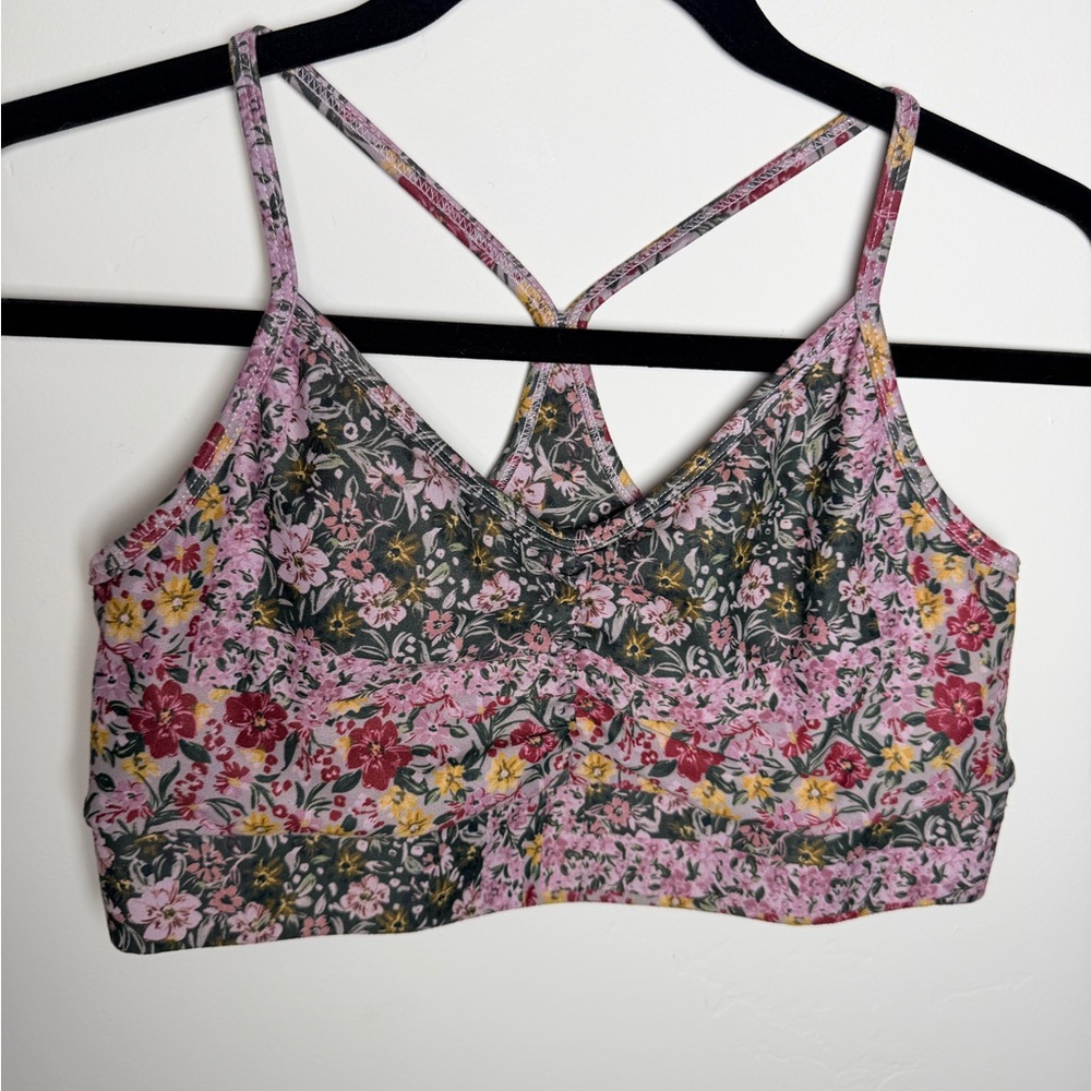 Savvi matching set leggings sport bra green pink floral large small activewear - Picture 5 of 8